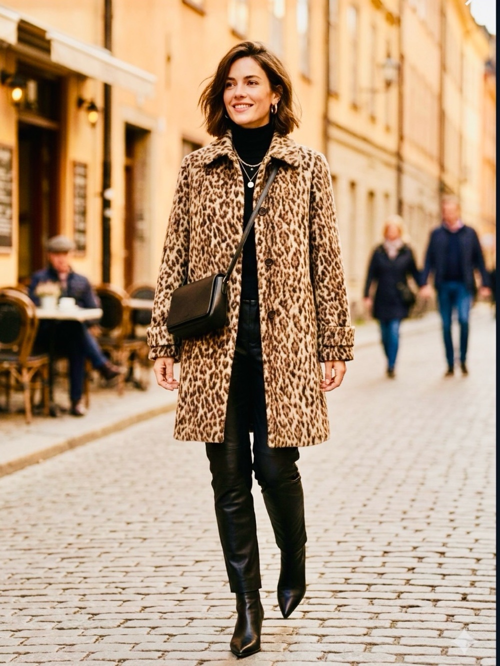J. CREW Wool Blend Leopard Print Pea Coat